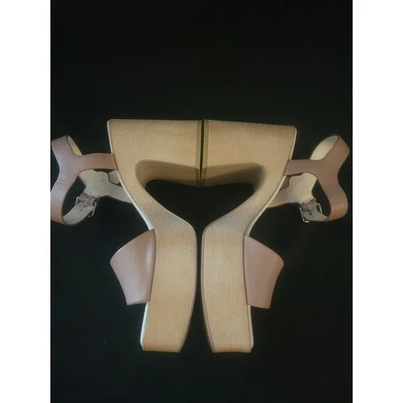 Dolce Vita Elly Platform tan leather ankle strap block heal size 10 Boho Anthro - Picture 7 of 10